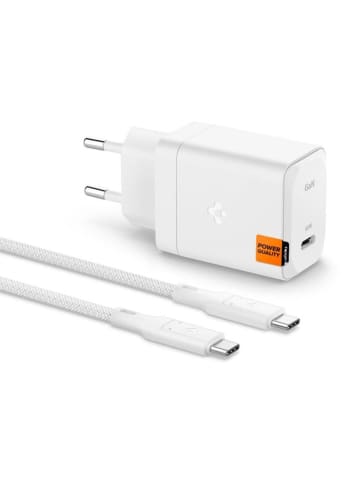 Spigen USB-C Netzladegerät PD 3.0 PPS 65W + USB-C Kabel - Schnellladegerät in Weiß