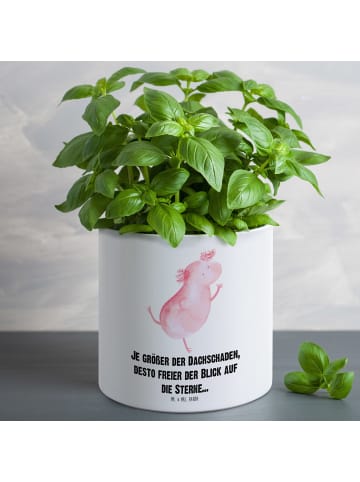 Mr. & Mrs. Panda Blumentopf Groß Axolotl Tanzen mit Spruch in Weiß