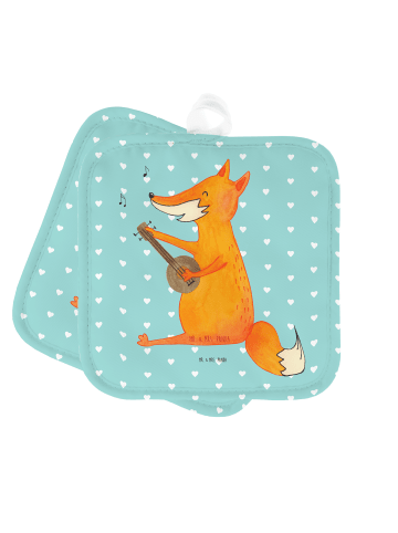 Mr. & Mrs. Panda Topflappen Fuchs Gitarre ohne Spruch in Türkis Pastell