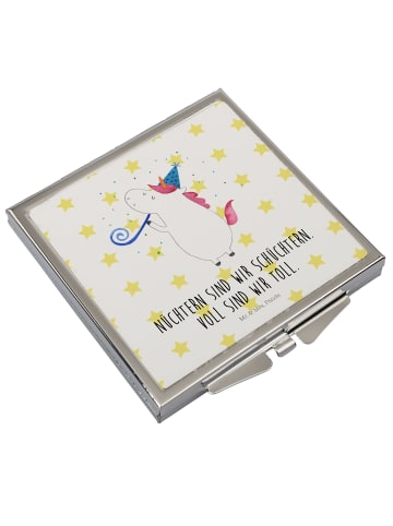 Mr. & Mrs. Panda Taschenspiegel Einhorn Party mit Spruch in Weiß