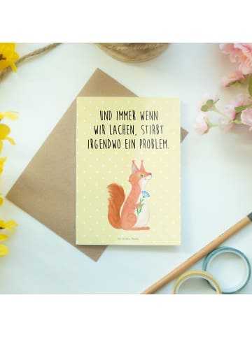 Mr. & Mrs. Panda Klappkarte Eichhörnchen Blume mit Spruch in Gelb Pastell