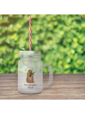 Mr. & Mrs. Panda Trinkglas Mason Jar Bär Lied mit Spruch in Transparent
