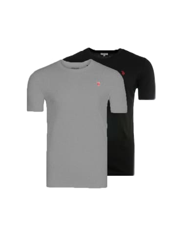 U.S. Polo Assn. 2 x 2er Set T-Shirt "Roundneck" in Schwarz/Grau