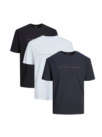 Jack & Jones T-Shirt Star JJ in Dunkelblau / weiß / schwarz