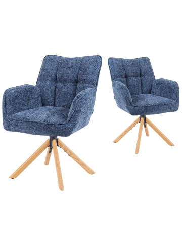 DUBI Möbel 2er-Set: Drehstuhl Mika-Ida in Blau - (B)59 x (H)84 x  (T)66 cm
