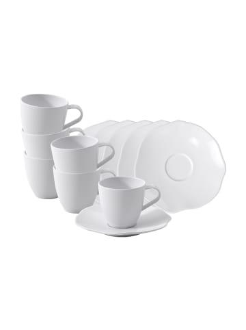 Villeroy & Boch 6er Set Espressotassen mit Untertassen Pura 50 ml weiß in weiß