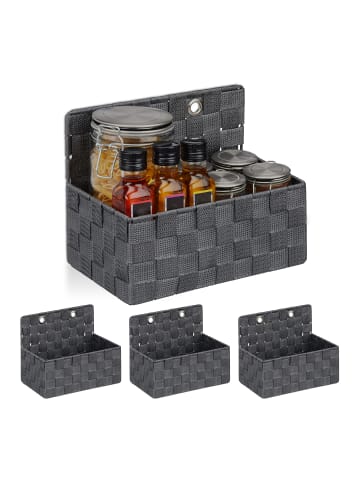 relaxdays 4 x Aufbewahrungskorb in Grau - (B)25x (H)20 x (T)16,5 cm
