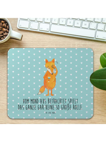 Mr. & Mrs. Panda Mousepad Fuchs Lord mit Spruch in Türkis Pastell