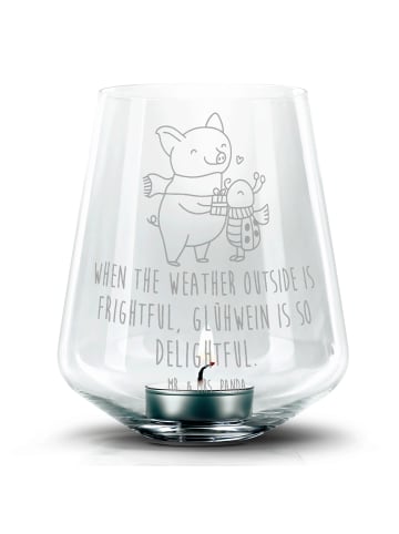 Mr. & Mrs. Panda Kerzenständer Glühschwein Smörle mit Spruch in Transparent