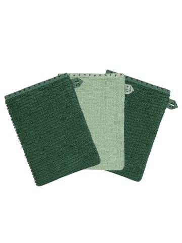Wörner Waschhandschuh 3er Pack Bio-Baumwolle - Uni in gruen