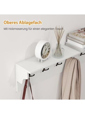 COSTWAY Wandgarderobe mit Ablage 80 × 14 × 20 cm in Weiß