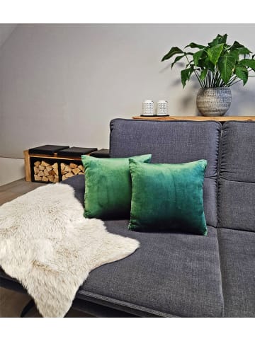 JACK 2er Set Teddy Flausch Kissenhülle Kissenbezug in Grün