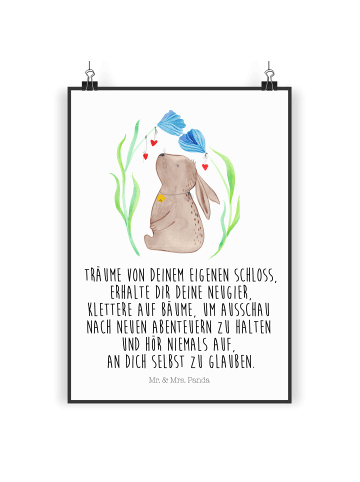 Mr. & Mrs. Panda Bild Hase Blume mit Spruch in Weiß