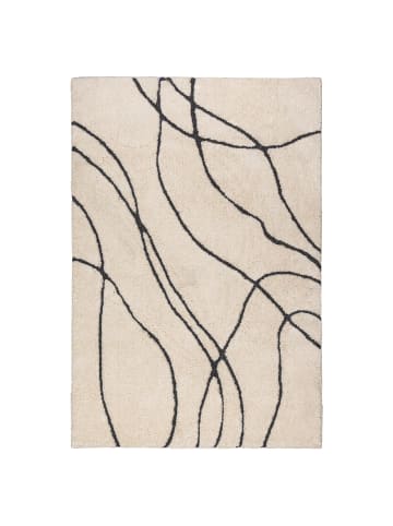 KADIMA DESIGN Teppich Hochflor Abstrakt, Schlafzimmer in Creme-Schwarz