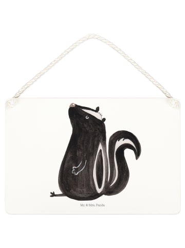 Mr. & Mrs. Panda Schild Stinktier Sitzen ohne Spruch in Weiß