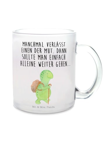 Mr. & Mrs. Panda tasse glas Schildkröte Wanderer mit Spruch in Transparent