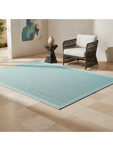 KADIMA DESIGN Teppich Outdoor Flachgewebe Uni-Farbe Polypropylen Balkon in Blau