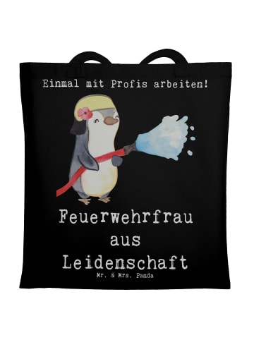 Mr. & Mrs. Panda Laptoptasche Feuerwehrfrau Leidenschaft mit Spruch in Schwarz