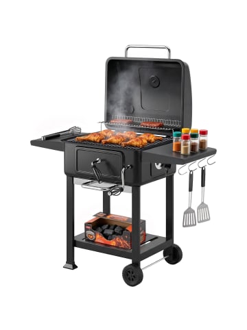 Outsunny Holzkohlegrill in Schwarz 112L x 65B x 115H cm