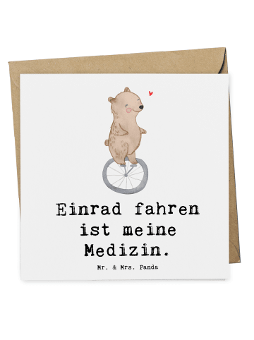 Mr. & Mrs. Panda Grußkarte Bär Einrad fahren mit Spruch in Weiß