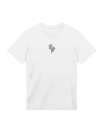 F4NT4STIC T-Shirt Handdrawn Flower Pink Bestickt in weiß