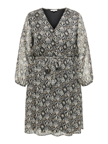 ONLY Carmakoma Kleid Plus Size V-Ausschnitt Knopfleiste in Braun-2