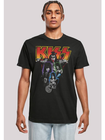 F4NT4STIC T-Shirt Kiss Rock Band Neon in schwarz