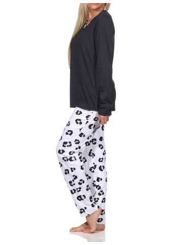 NORMANN Langarm Pyjama Schlafanzug Hose Tiermotiv - 84730 in anthrazit