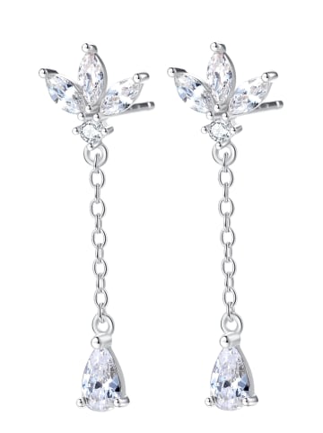Hey Happiness Ohrstecker Tropfen Ohrringe mit Zirkonia 925 Sterlingsilber in Silber