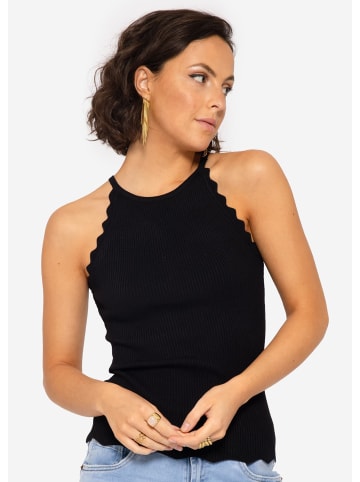 SASSYCLASSY Strick Top mit Bogenkante in schwarz