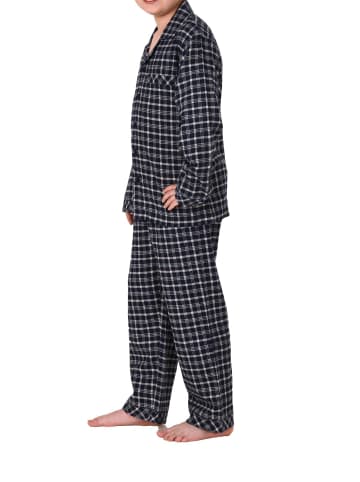 NORMANN Flanell Pyjama langarm Schlafanzug Karo Knopfleiste - 70128 in grau