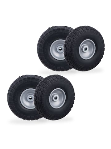 relaxdays 4 x Sackkarrenrad 4.10/3.50-4 in Schwarz/ Grau