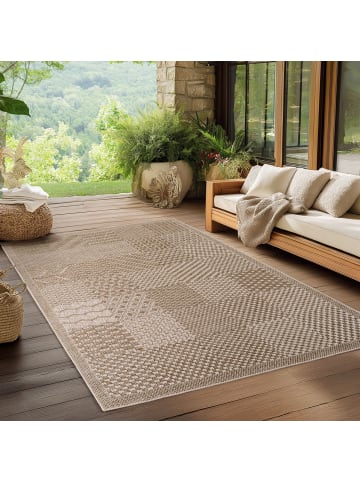 KADIMA DESIGN Teppich In-/Outdoor Flachgewebe Karomuster Polypropylen Küche in Beige