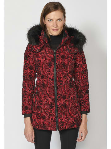 KOROSHI Gepolsterte lange Parka in rot