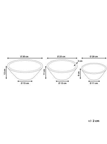 Beliani 3er-Set Dekoschale TANTA in Braun