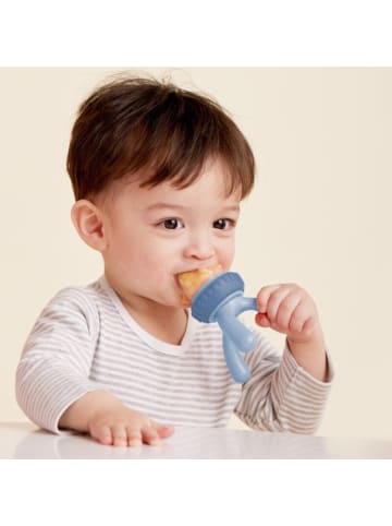 B. Box Silikon Beißring für Babys zum Essen von Obst und Snacks 5M+ in Hellblau