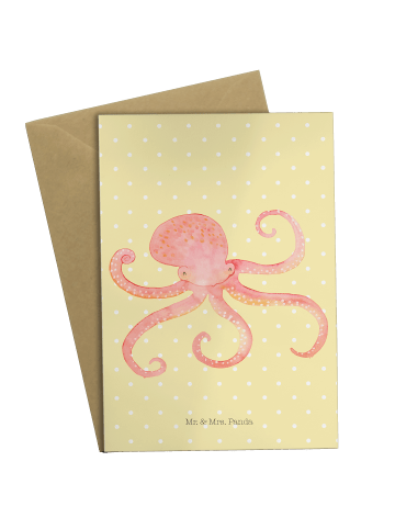 Mr. & Mrs. Panda Beileidskarte Tintenfisch ohne Spruch in Gelb Pastell