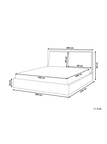 Beliani Wasserbett BAJONNA in Beige/Schwarz - (W) 200 x (H) 94 x (L) 235 cm