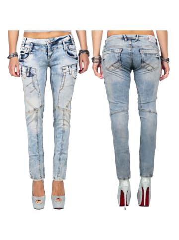 Cipo & Baxx Damen Slim Fit Hose Stonewashed in