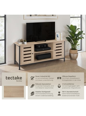 tectake TV-Schrank, 110 x 41,5 x 50,5 cm, Holz und Stahl, 2 Kabelaussparungen