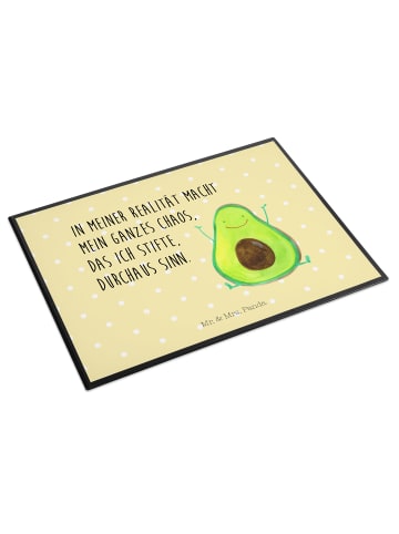 Mr. & Mrs. Panda Arbeitsunterlage Avocado Glücklich mit Spruch in Gelb Pastell