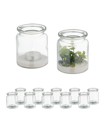 relaxdays 12 x Windlicht in Transparent - (H)9,5 x Ø 8 cm