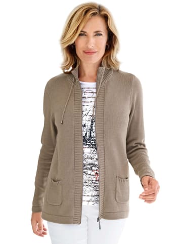 GOLDNER Sportliche Strickjacke in taupe