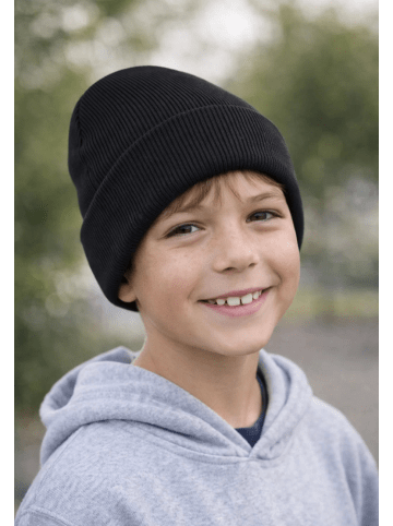 Yuhu Warme Kindermütze aus Strick für Jungen & Mädchen in Schwarz