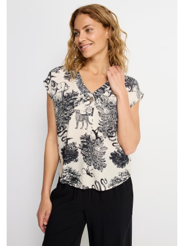 LASCANA Schlupfbluse in schwarz-creme bedruckt