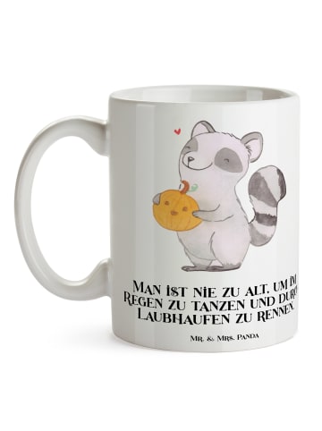 Mr. & Mrs. Panda Porzellantasse Waschbär Kürbis mit Spruch in Weiß