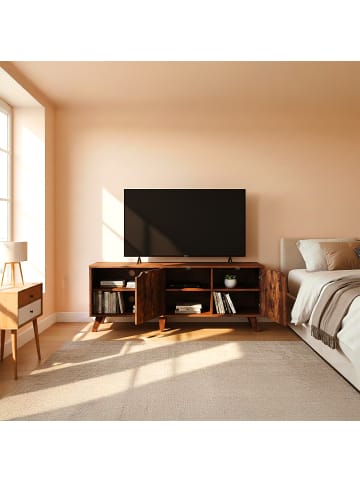relaxdays TV-Lowboard in Braun - (B)140 x (H)50 x (T)40 cm