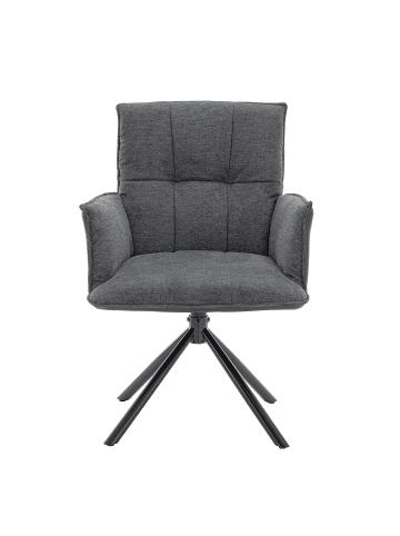 Home Nature Wohnkonzept Essstuhl aus Leinen quadratisch 360° drehbar in Grau 49.5x49.5x91.5 cm