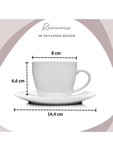 Sänger 12-tlg. Kaffeetassen Set Bilgola in Weiß