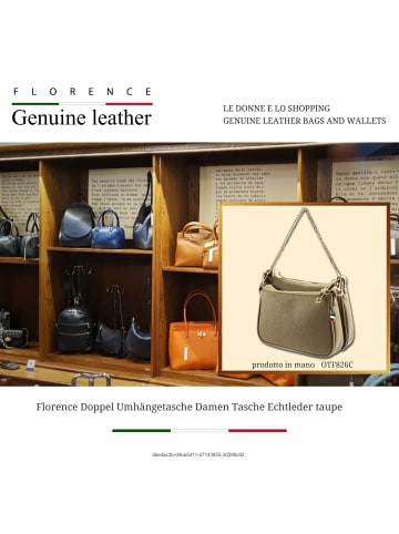 Florence Leder Umhängetasche Florence Tasche taupe, beige ca. 24cm